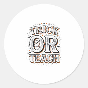 Vintage Trick Or Teach Halloween Teacher Shirt Des Classic Round Sticker