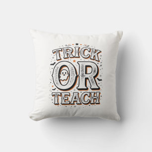 Vintage Trick Or Teach Halloween Teacher Shirt Des Cushion