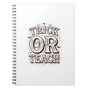 Vintage Trick Or Teach Halloween Teacher Shirt Des Notebook