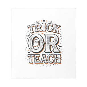 Vintage Trick Or Teach Halloween Teacher Shirt Des Notepad