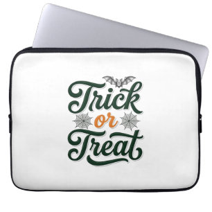 Vintage Trick Or Treat Halloween Typography Design Laptop Sleeve