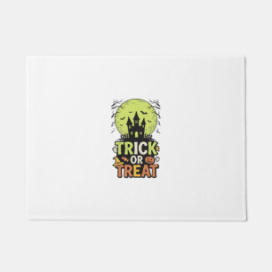 Vintage Trick or Treat Haunted House Halloween Des Doormat