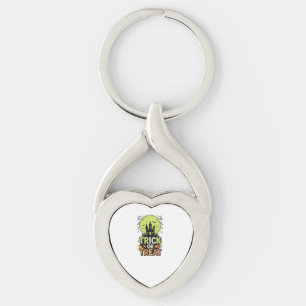 Vintage Trick or Treat Haunted House Halloween Des Key Ring
