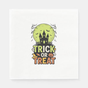 Vintage Trick or Treat Haunted House Halloween Des Napkin