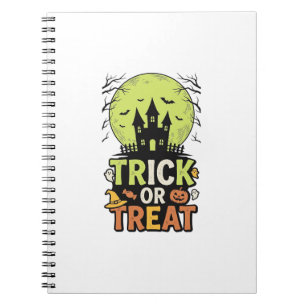 Vintage Trick or Treat Haunted House Halloween Des Notebook