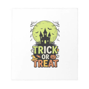 Vintage Trick or Treat Haunted House Halloween Des Notepad