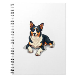 Vintage Tricolor Border Collie Portrait Dog Illust Notebook