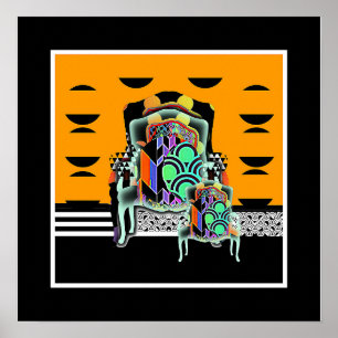 Vintage Triple Geo Armchairs Poster