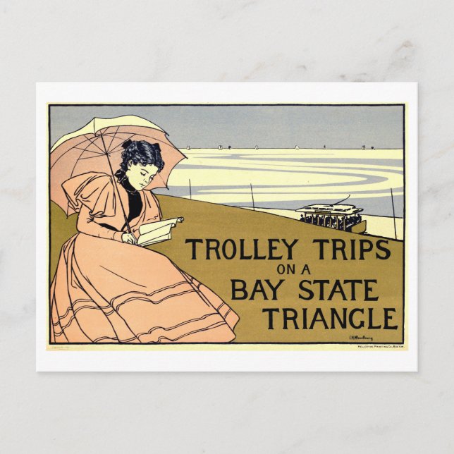 Vintage Trolley Trips on Bay State Triangle Postcard (Front)