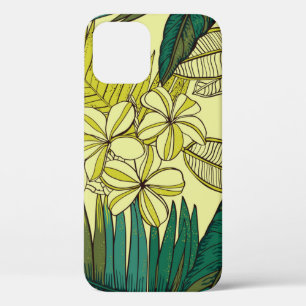 Vintage tropic pattern design. Cool floral wallpap iPhone 12 Case