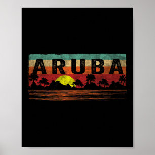 Vintage Tropical Aruba T Shirt Palm Beach Aruba Sh Poster