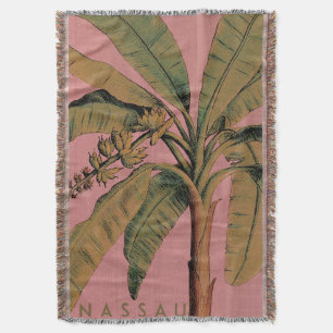 Vintage Tropical Bahamas Throw Blanket
