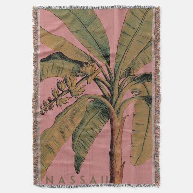 Vintage Tropical Bahamas Throw Blanket (Front Vertical)