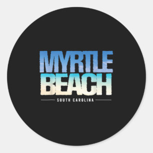 Vintage Tropical Beach Myrtle Beach South Carolina Classic Round Sticker