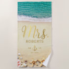 Vintage Tropical Beach Starfish Shells Mrs. Bride