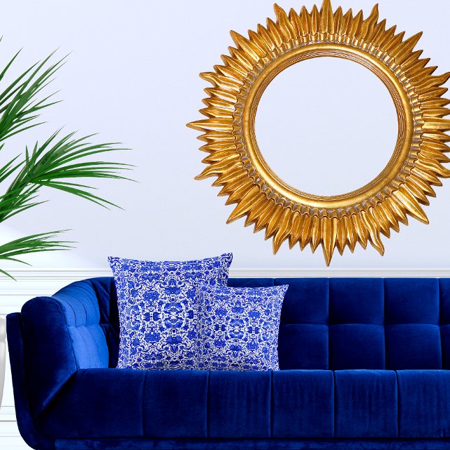 VINTAGE TROPICAL BLUE FOLK ART PILLOW (Creator Uploaded)