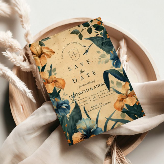 Vintage Tropical Botanical Wedding Save The Date (Creator Uploaded)