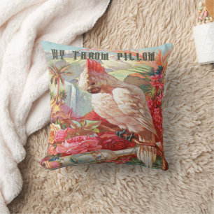 Vintage Tropical Cockatoo  Cushion