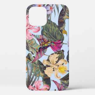 Vintage tropical, exotic floral wallpaper iPhone 12 case