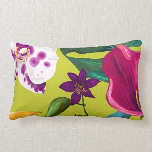 Vintage Tropical Flower Lumbar Pillow