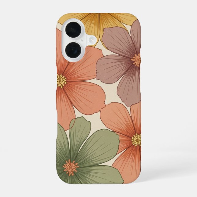 Vintage Tropical Flowers iPhone 16 Case (Back)