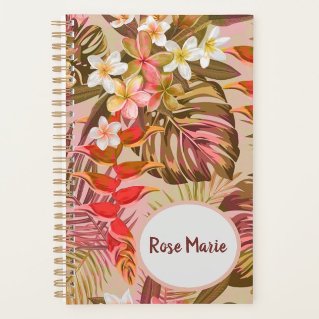 Vintage Tropical Flowers Personalised Planner (Front)