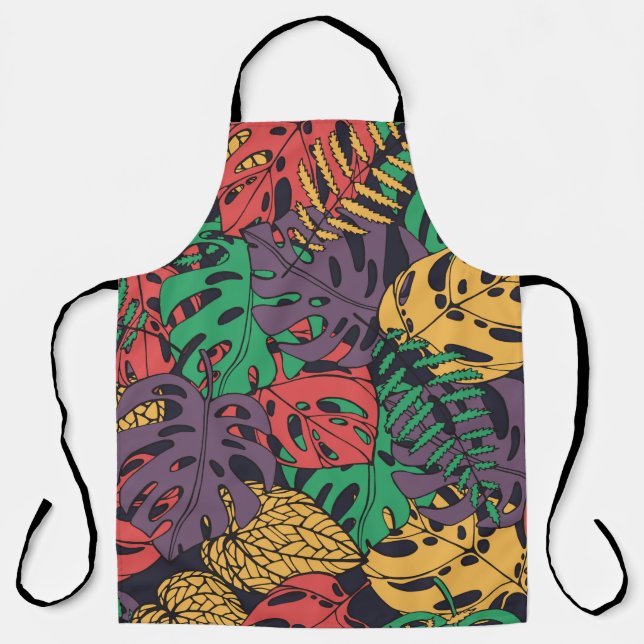 Vintage tropical flowers seamless pattern apron (Front)