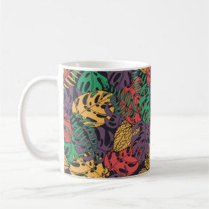 Vintage tropical flowers seamless pattern coffee mug