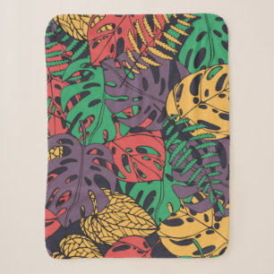 Vintage tropical flowers seamless pattern sherpa blanket