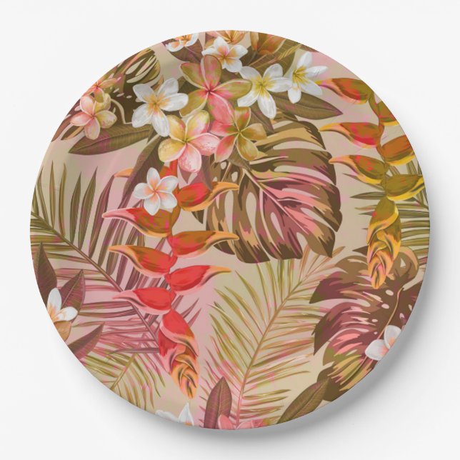 Vintage Tropical Garden Paper Plate (Front)
