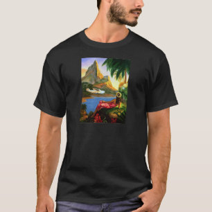 Vintage Tropical Hawaiian Sea Plane Palm Tree T-Shirt