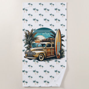 vintage tropical/Hawaiian surf truck Beach Towel