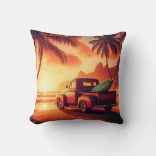 vintage tropical/Hawaiian surf truck Cushion