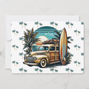 vintage tropical/Hawaiian surf truck Invitation