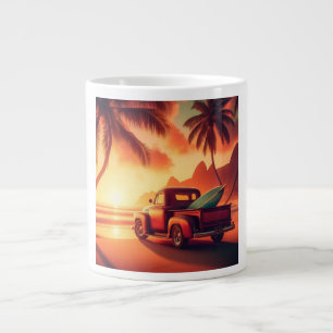 vintage tropical/Hawaiian surf truck Large Coffee Mug