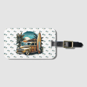 vintage tropical/Hawaiian surf truck Luggage Tag