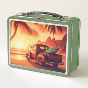 vintage tropical/Hawaiian surf truck Metal Lunch Box
