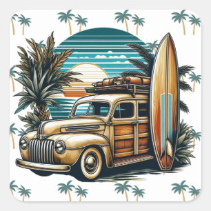 vintage tropical/Hawaiian surf truck Square Sticker