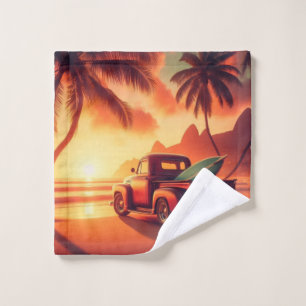 vintage tropical/Hawaiian surf truck Wash Cloth