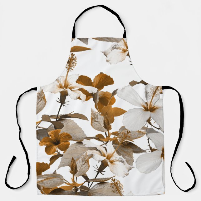 Vintage Tropical Hibiscus: Photo Collage Pattern Apron (Front)