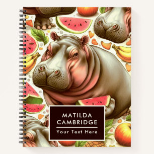 Vintage Tropical Hippopotamus Pattern Notebook