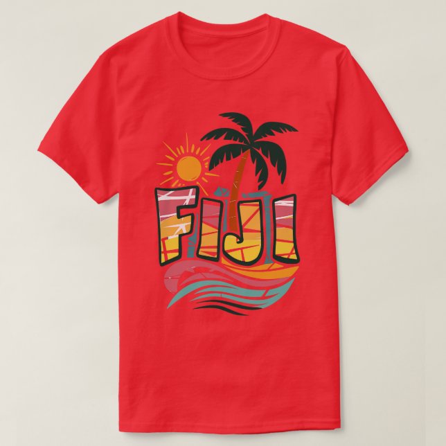 Vintage Tropical Island Beach Art TShirt (Design Front)