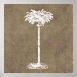 Vintage Tropical Island Palm Tree Template Blank Poster