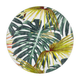 Vintage Tropical Jungle Leaves Pattern Cutting Board