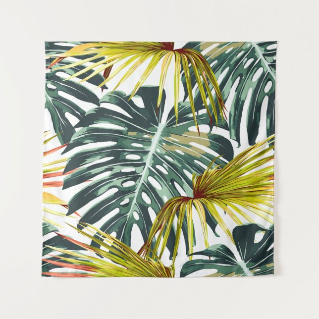 Vintage Tropical Jungle Leaves Pattern Tapestry (Front)