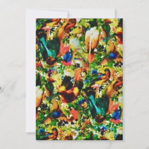 Vintage Tropical Jungle Wild Parrots Holiday Card