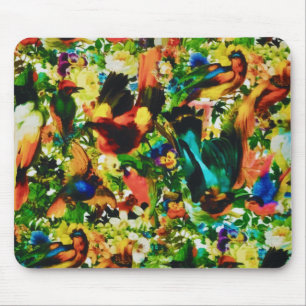 Vintage Tropical Jungle Wild Parrots Mouse Pad