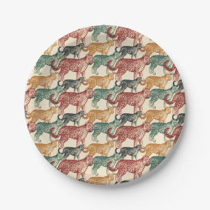 Vintage Tropical Jungle Wild Stalking Leopard Paper Plate