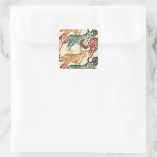 Vintage Tropical Jungle Wild Stalking Leopard Square Sticker