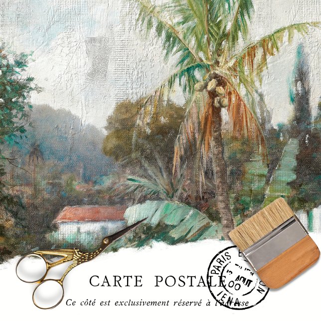 Vintage Tropical Landscape Palm Tree Decoupage Tissue Paper (Creator Uploaded)
